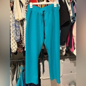 Figs teal high waisted pants